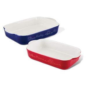 Set x 2 moldes para hornear en cerámica. Colección Disney Home Bon Voyage. Azul y rojo