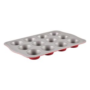 Molde para 12 cupcakes. Acero con antiadherente. Farberware rojo