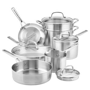 Batería 11Pzs, acero inoxidable, placa de inducción, KitchenAid.