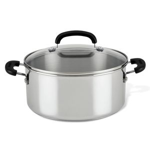 Olla 24cm, acero inoxidable con tapa de vidrio templado. Farberware